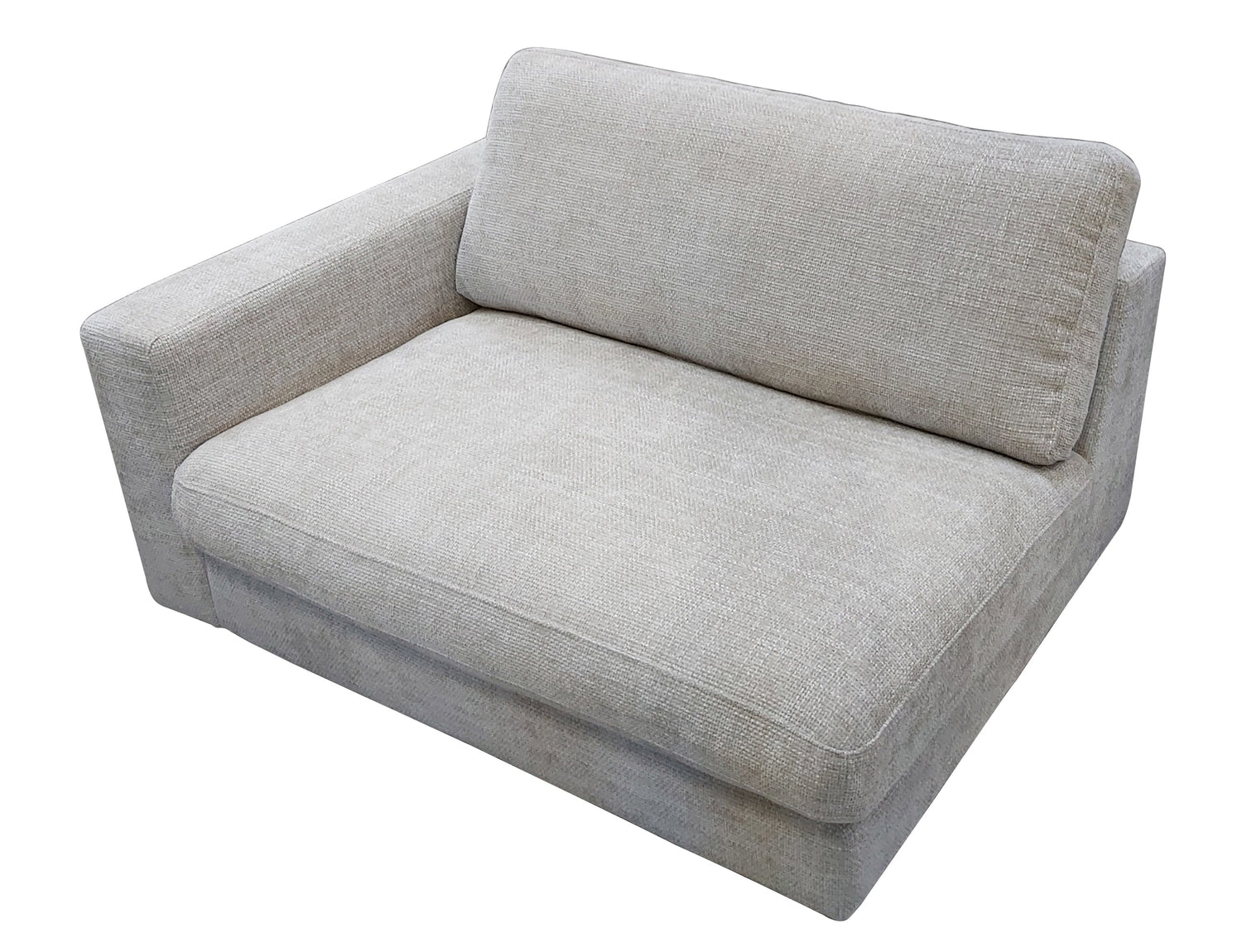 Duncan-sohvan vasen päätyosa Robin Light grey (#1)-kankaalla. Toimii myös erillisenä istuimena.