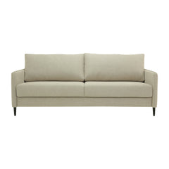 Duo Plus -vuodesohva beigenvärisellä Austin 02 -kangasverhoilulla ja wengen värisillä puujaloilla.