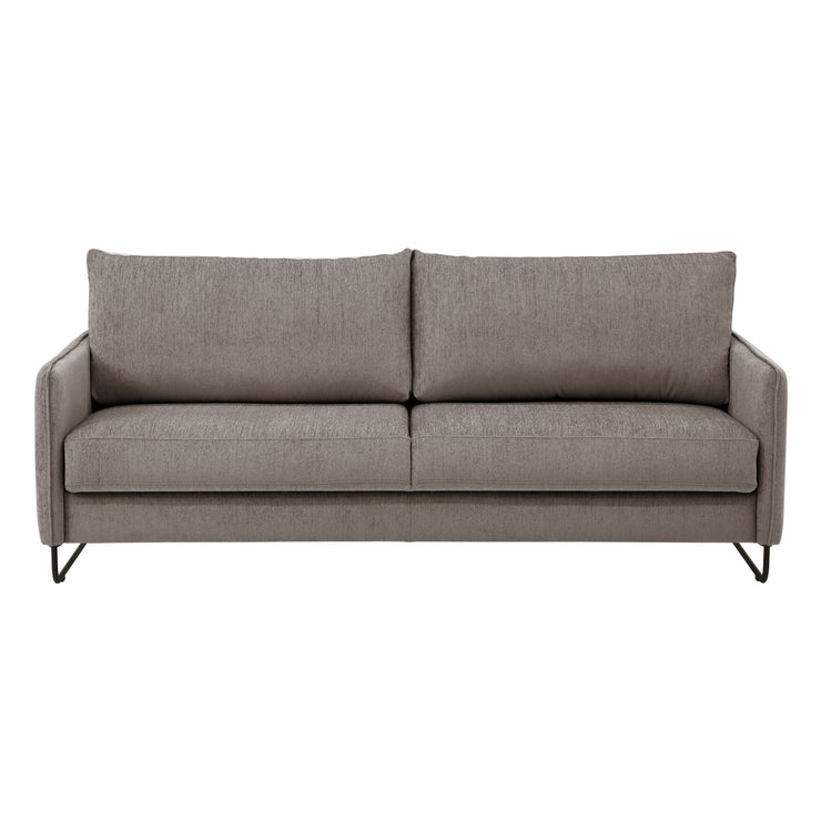 Duo Plus -vuodesohva harmaalla Madras 13 -kangasverhoilulla ja mustilla metallijaloilla.