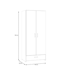Kuvassa on kokovalkoisen 2-ovisen Kira-komeron ulkomitat.