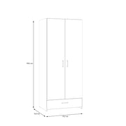 Kuvassa on kokovalkoisen 2-ovisen Kira-komeron ulkomitat.