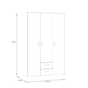 Kuvassa on kokovalkoisen 3-ovisen Kira-komeron ulkomitat.