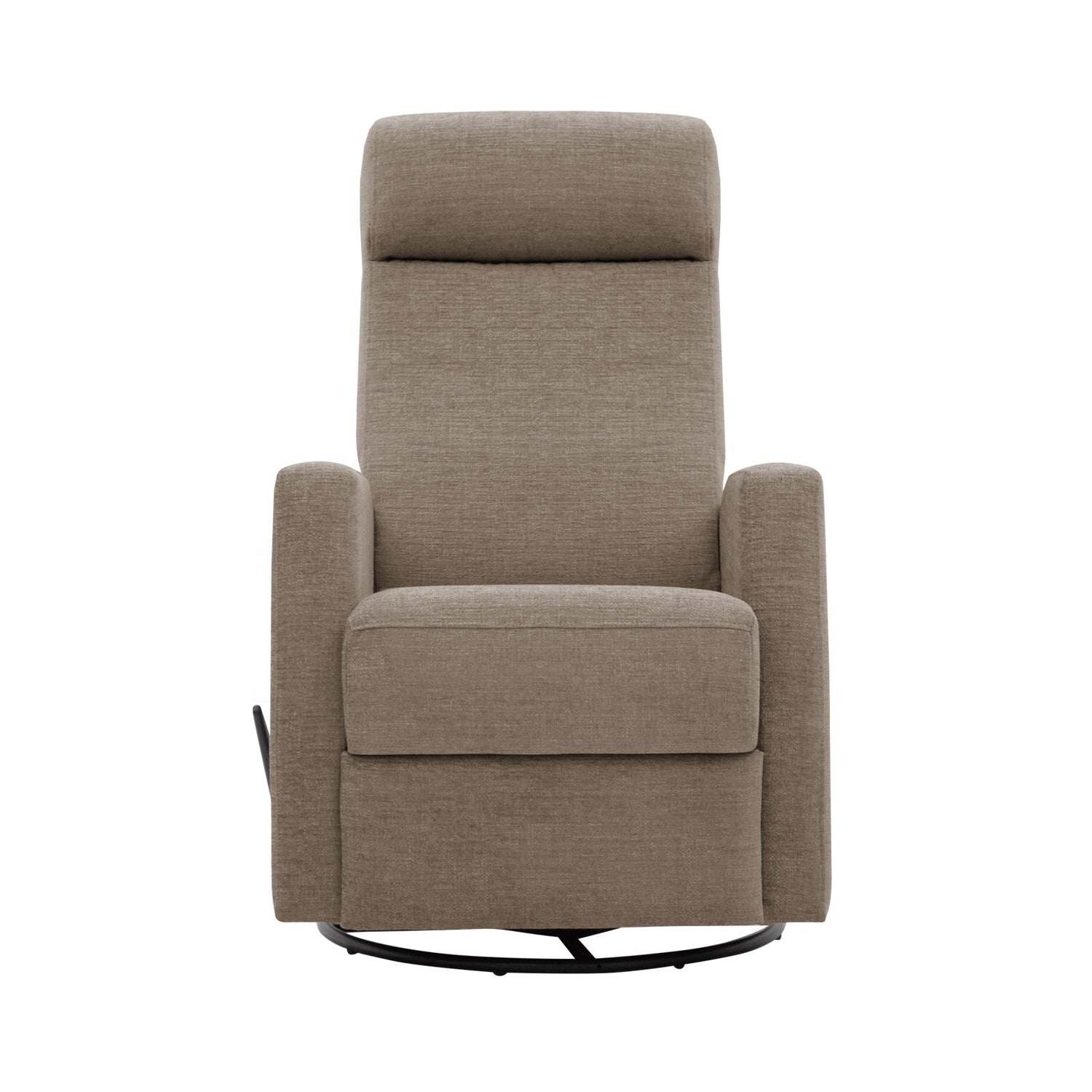 Elise-reclinertuoli harmaanruskealla Otaru 248 -verhoilukankaalla. Elise-lepotuoli on malliltaan siro ja kapea reclinertuoli pyörintä- ja keinuntamekanismeilla.