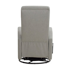 Elise-reclinertuoli vaaleanharmaalla Genova 84 -verhoilukankaalla. Elise-lepotuoli on malliltaan siro ja kapea reclinertuoli pyörintä- ja keinuntamekanismeilla.