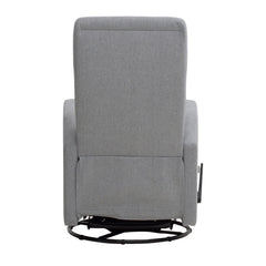 Elise-reclinertuoli harmaalla Genova 88 -verhoilukankaalla. Elise-lepotuoli on malliltaan siro ja kapea reclinertuoli pyörintä- ja keinuntamekanismeilla.