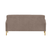 Fanni 3-istuttava sohva tumman hiekan värisellä Barcelona 30 -verhoilukankaalla ja luonnonvärisillä tammijaloilla.