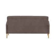 Fanni 3-istuttava sohva ruskealla Barcelona 40 -verhoilukankaalla ja luonnonvärisillä tammijaloilla.