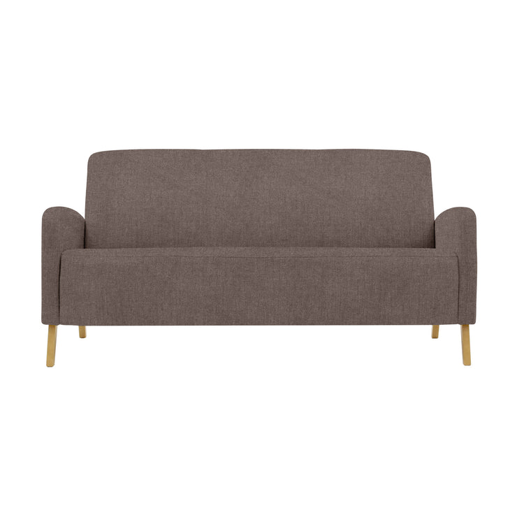 Fanni 3-istuttava sohva ruskealla Barcelona 40 -verhoilukankaalla ja luonnonvärisillä tammijaloilla.