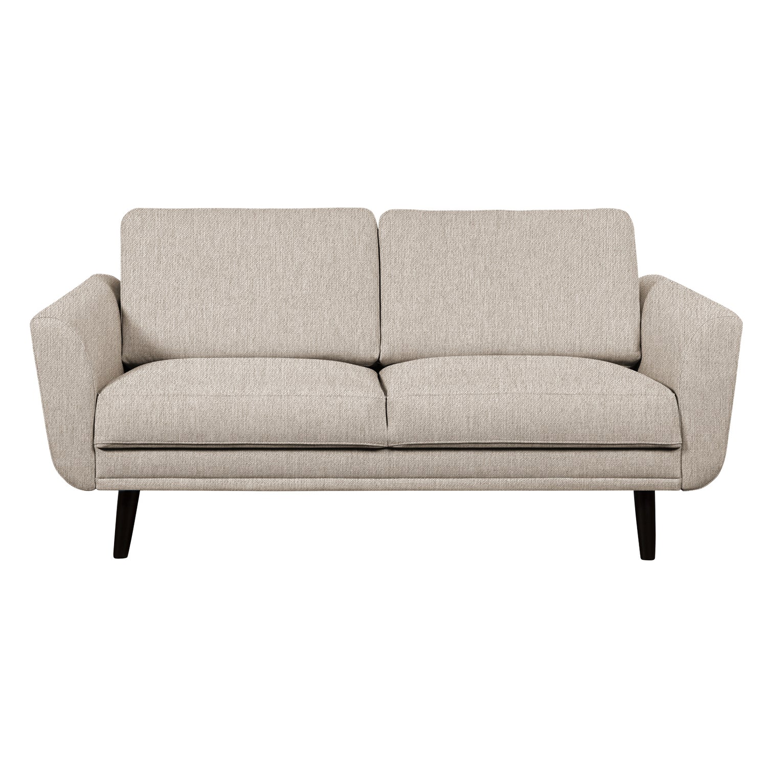 Finby-sohva beigellä Sparr 362 -kankaalla ja wengen värisillä puujaloilla.