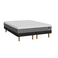 Musta Heaven By Unico Fusion -runkopatjapaketti 180 x 200 cm. Pakettiin kuuluu 2 kpl tukevaa 90 cm Lounge-vuoderunkoa, 180 cm Fusion Nano Cool™ memory foam patja sekä pyöreät tammen väriset jalat. 