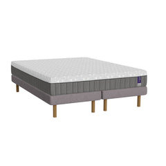 Harmaa Heaven By Unico Fusion -runkopatjapaketti 180 x 200 cm. Pakettiin kuuluu 2 kpl tukevaa 90 cm Lounge-vuoderunkoa, 180 cm Fusion Nano Cool™ memory foam patja sekä pyöreät tammen väriset jalat. 