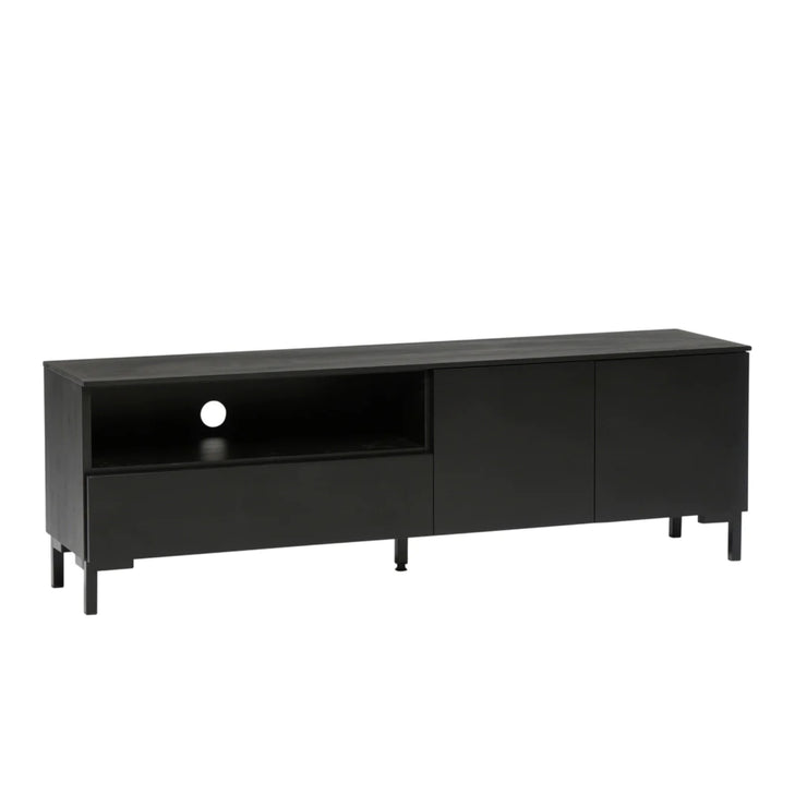 Mustassa Helsinki-sarjan tv-tasossa on metalliset 12 cm korkeat jalat.