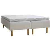 Kuvassa on beige Tunnel 01 -kangasverhoiltu Heaven By Unico Revive -runkosänkypaketti. Pakettiin kuuluu 2 kpl Revive-runkopatjaa ja yhtenäinen Revive 8 Nano Cool™-verhoiltu Memory -ergosijauspatjaa sekä pyöreät tammenväriset puujalat. 