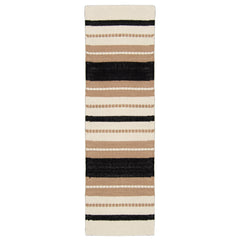Heinävesi-keinutuolimatto, beige. Yksipuoleisessa puuvillamatossa on ajaton raidallinen kuosi ja luonnollinen materiaali.