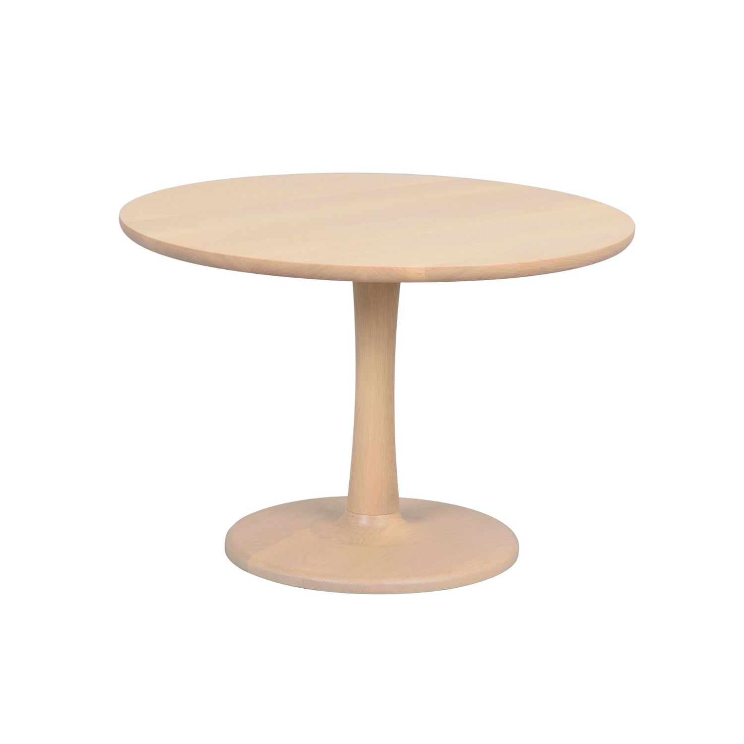 Valkotammenvärinen Hobart-sohvapöytä. Kannen halkaisija 60 cm.