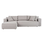 Melody-divaanisohva vaalean beigellä Puglia 10 -verhoilukankaalla. Sohvassa on vasemmanpuoleinen divaani ja matalat 1,5 cm muovijalat.