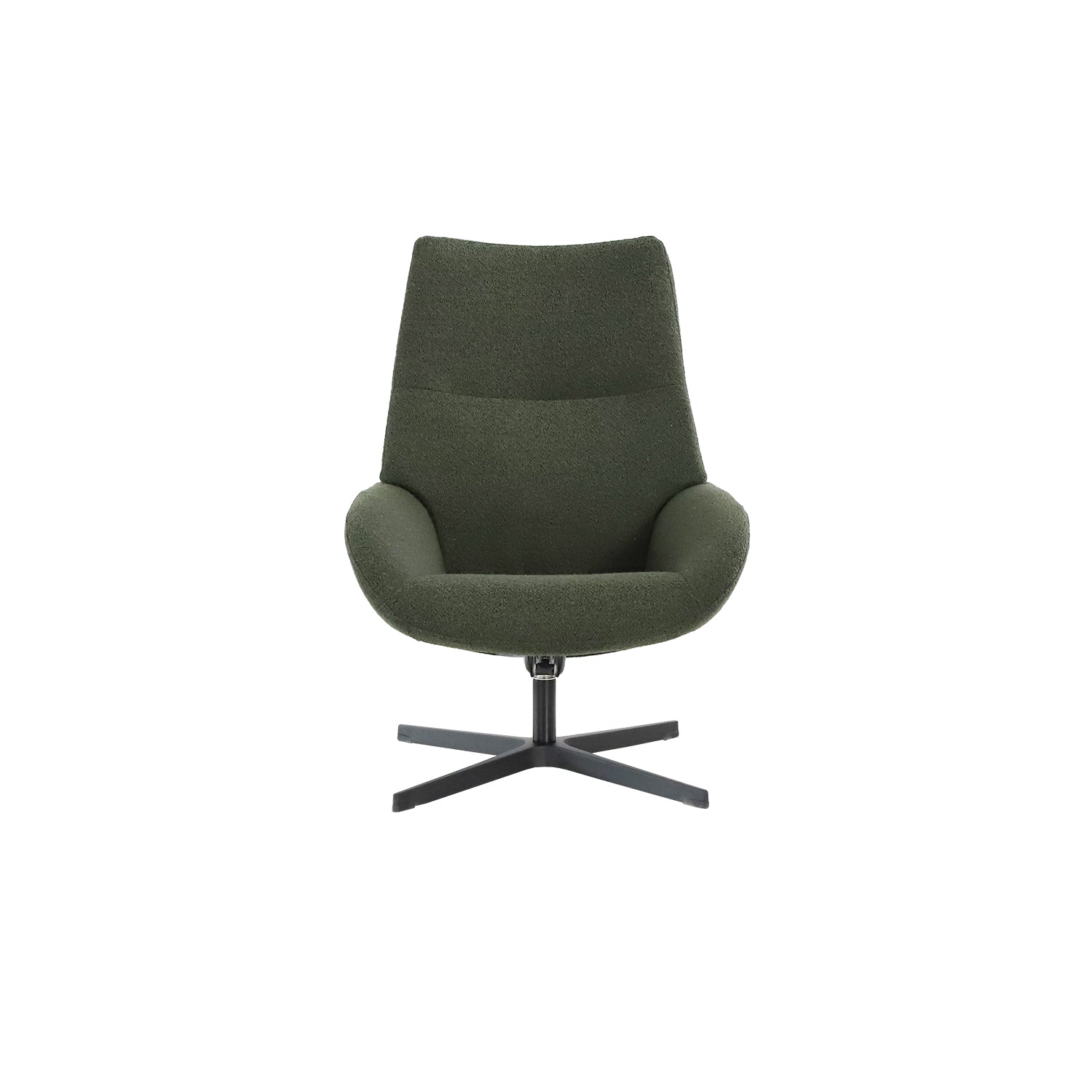 Kuvassa on Kebe Lotus -tv-tuoli vihreällä Alpine Forest 438 -kangasverhoilulla ja mustalla Vision -ristikkojalalla.