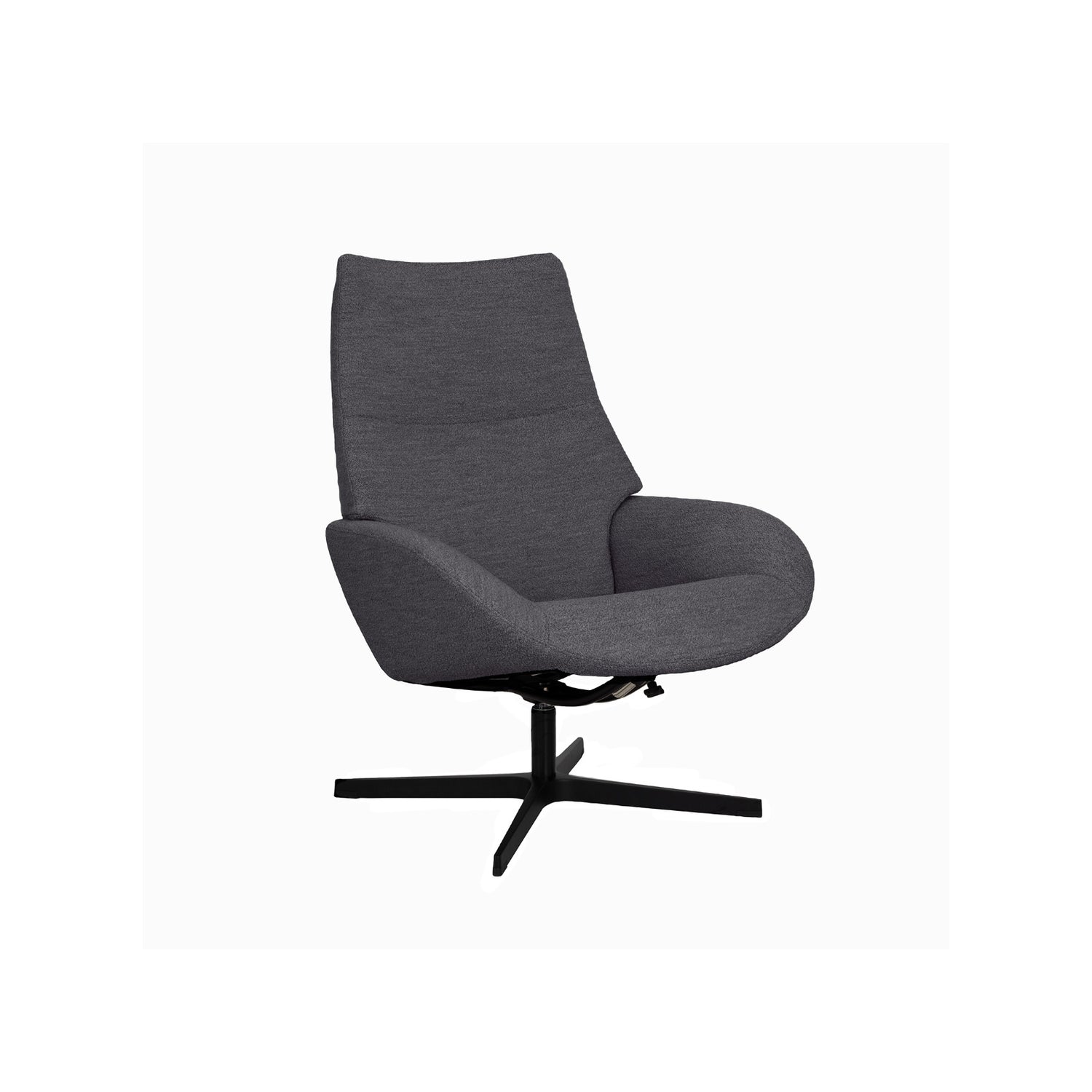 Kuvassa on Kebe Lotus -tv-tuoli harmaalla Alpine Grey 075 -kangasverhoilulla ja mustalla Vision -ristikkojalalla.