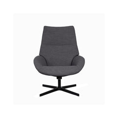 Kuvassa on Kebe Lotus -tv-tuoli harmaalla Alpine Grey 075 -kangasverhoilulla ja mustalla Vision -ristikkojalalla.