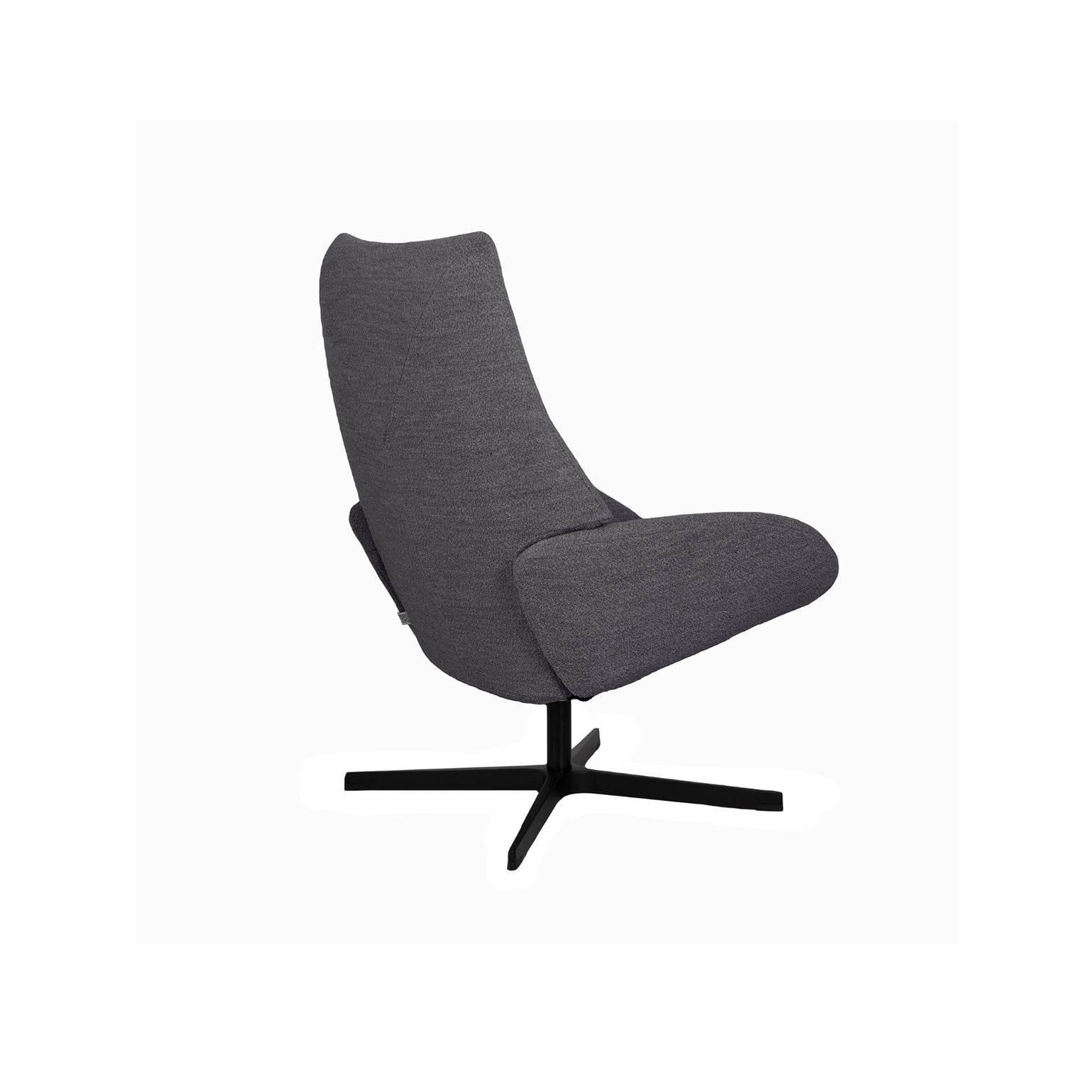Kuvassa on Kebe Lotus -tv-tuoli harmaalla Alpine Grey 075 -kangasverhoilulla ja mustalla Vision -ristikkojalalla.