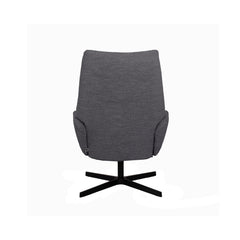 Kuvassa on Kebe Lotus -tv-tuoli harmaalla Alpine Grey 075 -kangasverhoilulla ja mustalla Vision -ristikkojalalla.