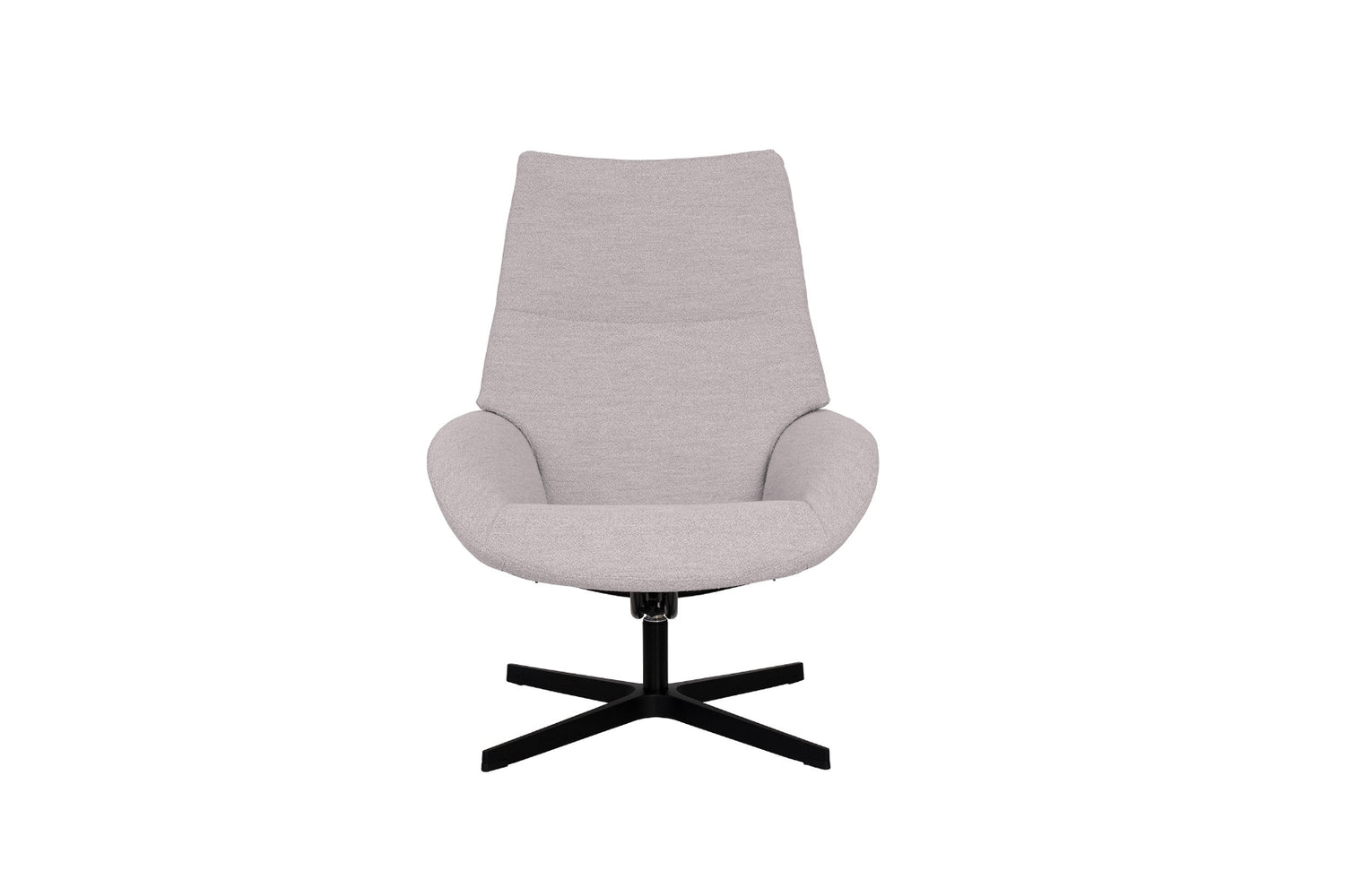 Kuvassa on Kebe Lotus -tv-tuoli vaalealla beigellä Alpine Ivory 049 -kangasverhoilulla ja mustalla Vision -ristikkojalalla.