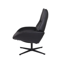 Kokomusta Kebe Lotus -nojatuoli Balder-nahkaverhoilulla ja Bossa Flat-jalalla. 