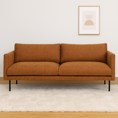 Suomessa valmistettu Malmö-sohva. Stailattu visualisointi.