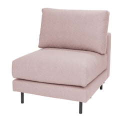 Manhattan-sohvan keskiosa roosan värisellä Bond 24-verhoilukankaalla. Mustat tolppajalat 51150.