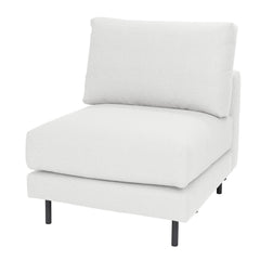 Manhattan-sohvan keskiosa valkoisella Bond 7-verhoilukankaalla. Mustat tolppajalat 51150.