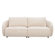 Vaalean beige Norris 3h -sohva Anna 2-kankaalla ja mustilla 5 cm korkeilla jaloilla.