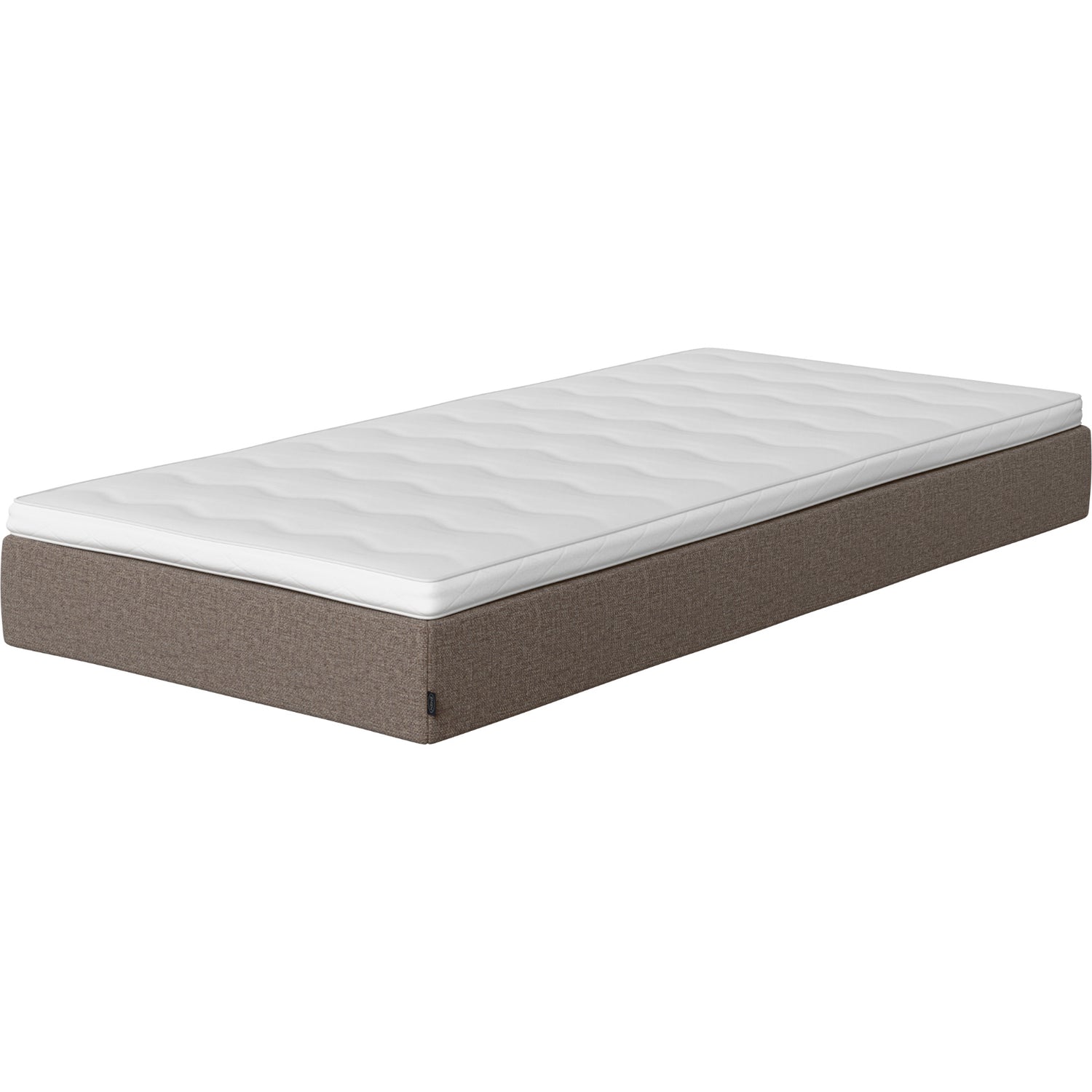 Jensen Onyx -joustinpatjan harmaanruskea Mole 272 verhoiluväri. Yhtenäinen Sleep 1 -sijauspatja sisältyy hintaan.