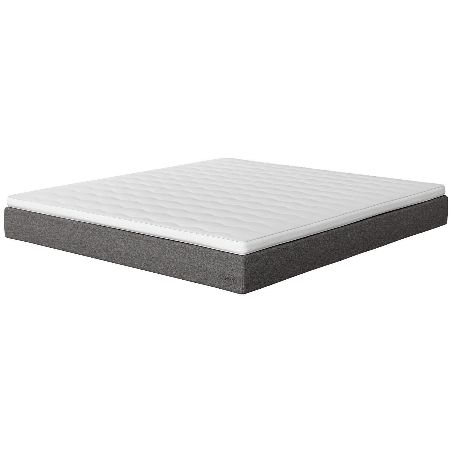 Jensen Opal -joustinpatjan harmaa Grey 187 -verhoilu. Sijauspatja sisältyy paketin hintaan.