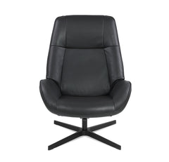 Kokomusta Kebe Roma -nojatuoli Balder-nahkaverhoilulla ja Vision-ristikkojalalla.