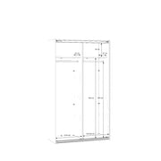 Kuvassa on mattavalkoisen 120 cm Kira-liukuovikomeron mittapiirroskuva sisämitoista.