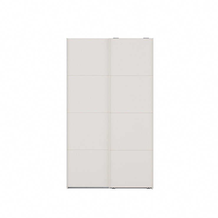 Mattabeige 120 cm Kira-liukuovikomero. Sophisticspace-vetimet ovat metallia.