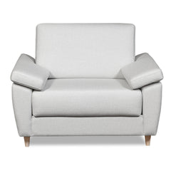 Salla-vuodetuoli vaalealla Minco 2-kangasverhoilulla ja luonnonvärisillä puujaloilla.