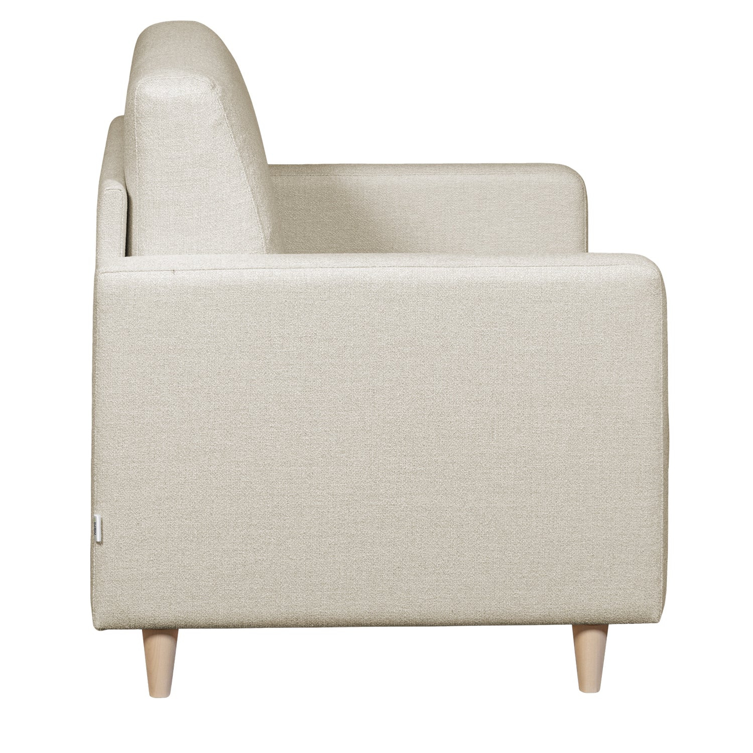 Salla-vuodetuoli beigellä Minco 30-kangasverhoilulla ja luonnonvärisillä puujaloilla.