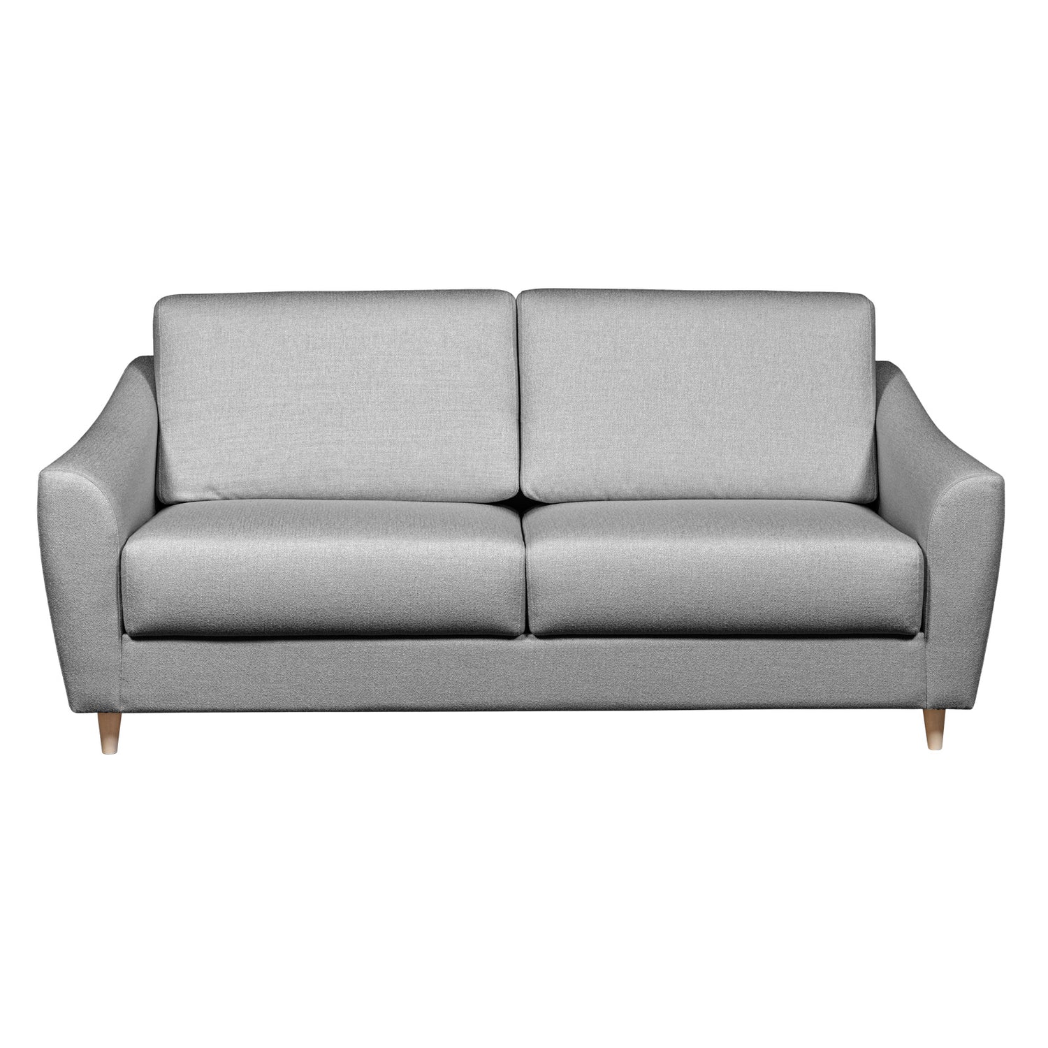 Salla-vuodesohva harmaalla Minco 16-kangasverhoilulla ja luonnonvärisillä puujaloilla. 