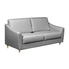 Salla-vuodesohva harmaalla Minco 16-kangasverhoilulla ja luonnonvärisillä puujaloilla. 