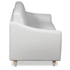 Salla-vuodesohva vaalealla Minco 2-kangasverhoilulla ja luonnonvärisillä puujaloilla.