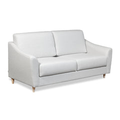 Salla-vuodesohva vaalealla Minco 2-kangasverhoilulla ja luonnonvärisillä puujaloilla.