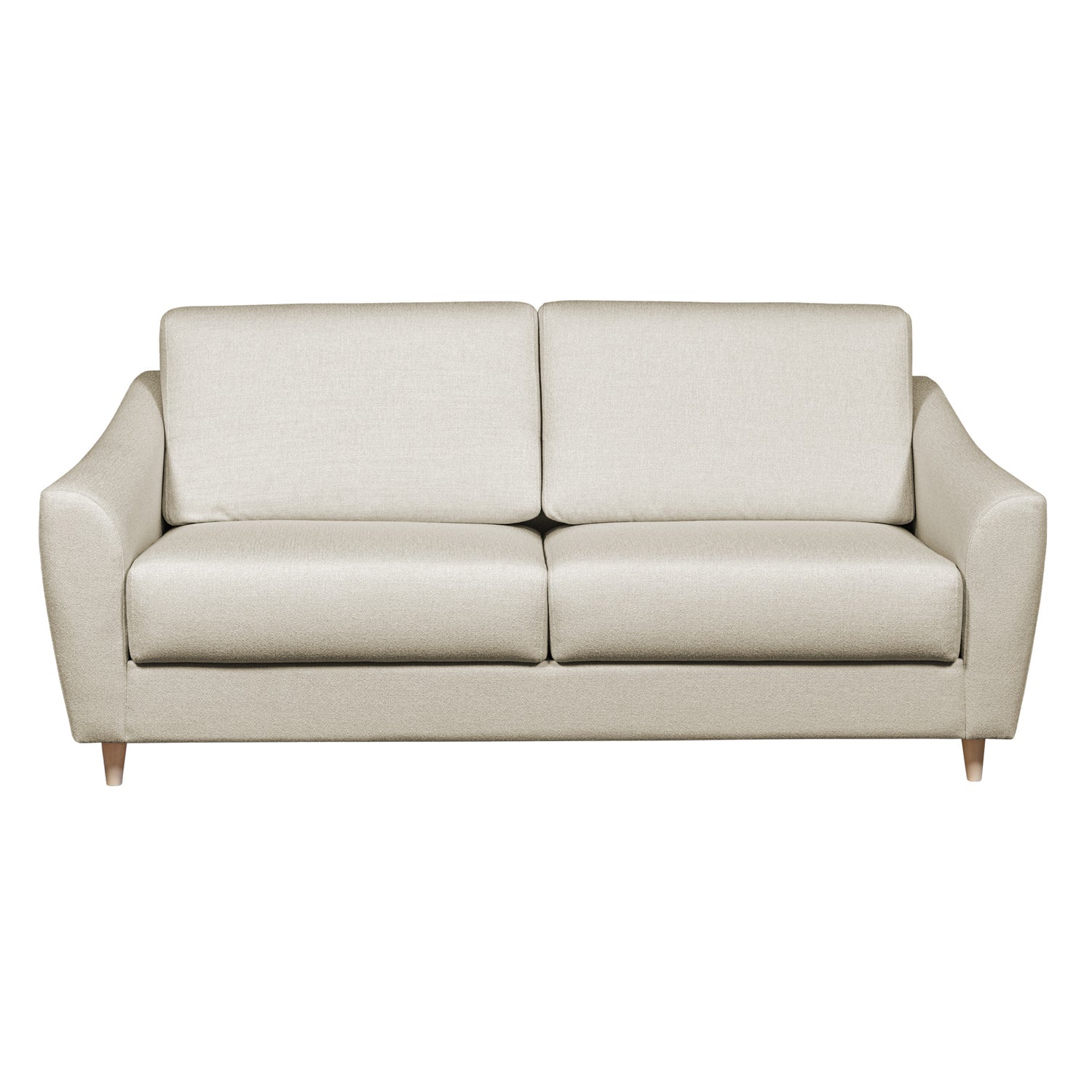 Salla-vuodesohva beigellä Minco 30-kangasverhoilulla ja luonnonvärisillä puujaloilla.