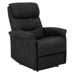 Sanderson recliner-nojatuoli, tummanharmaa kangasverhoilu.