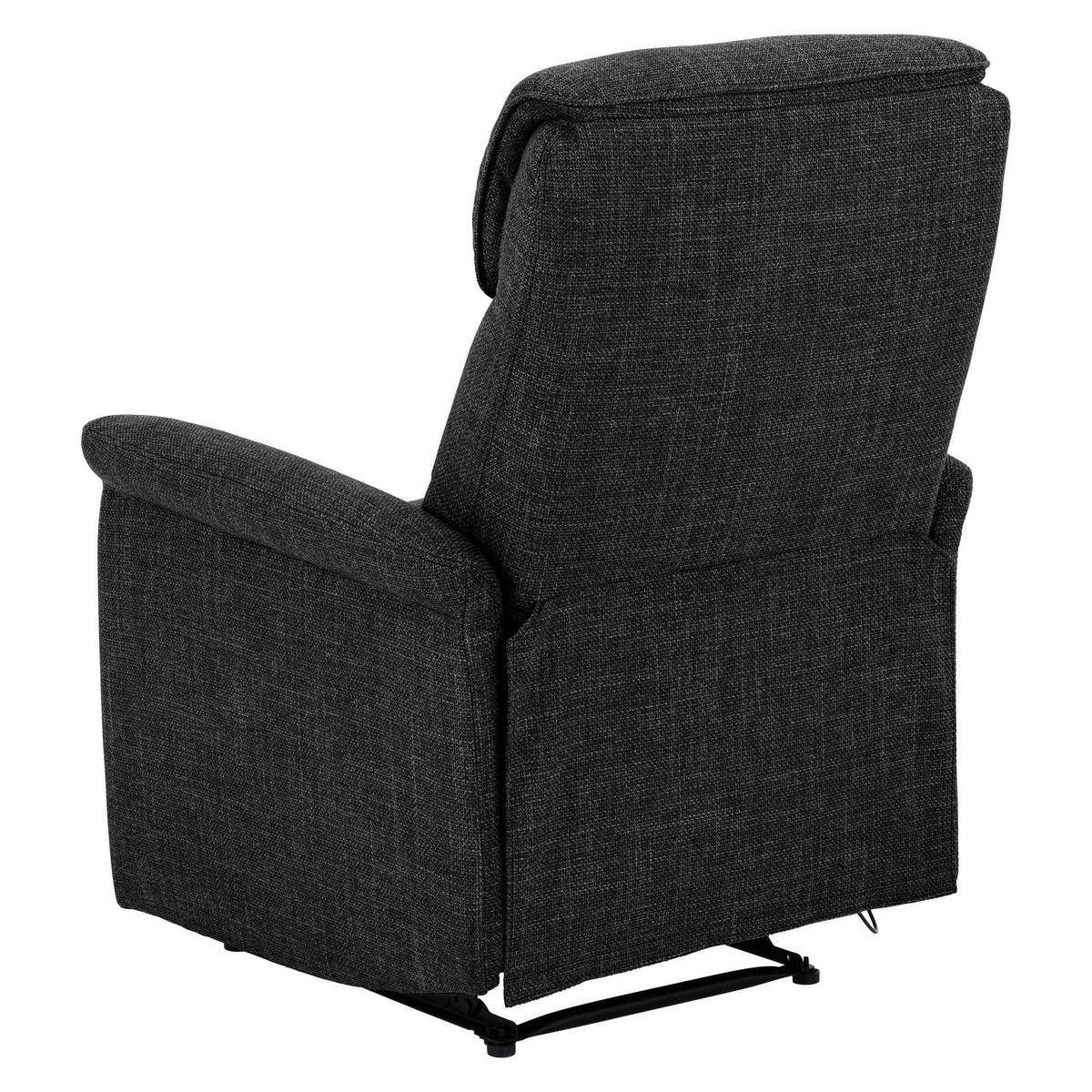 Sanderson recliner-nojatuoli, tummanharmaa kangasverhoilu.