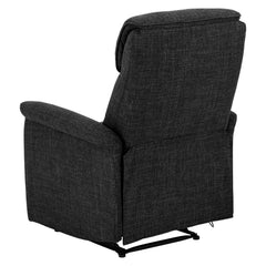 Sanderson recliner-nojatuoli, tummanharmaa kangasverhoilu.