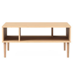 Tammenvärinen Stemma-sohvapöytä luonnonvärisillä tammijaloilla.