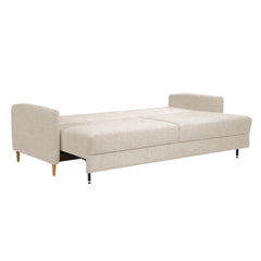 Kuvassa on 3-istuttava Stockholm-vuodesohva vuoteeksi levitettynä. Sohvassa on 12 cm korkeat tammijalat. Vuodesohvassa on näppärästi avautuva Easy Deluxe -vuodemekanismi.