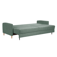 Kuvassa on 3-istuttava Stockholm-vuodesohva vuoteeksi levitettynä. Sohvassa on 12 cm korkeat tammijalat. Vuodesohvassa on näppärästi avautuva Easy Deluxe -vuodemekanismi.