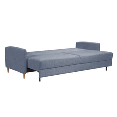 Kuvassa on 3-istuttava Stockholm-vuodesohva vuoteeksi levitettynä. Sohvassa on 12 cm korkeat tammijalat. Vuodesohvassa on näppärästi avautuva Easy Deluxe -vuodemekanismi.